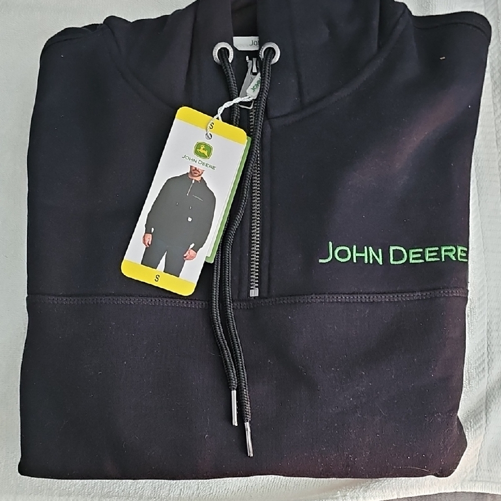 John Deere Black Zip-Up Men's Sweater